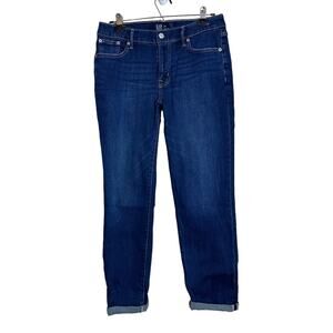 Gap Women's Mid Rise Best Girlfriend Jeans Denim Dark Indigo Blue Size 27 / 4